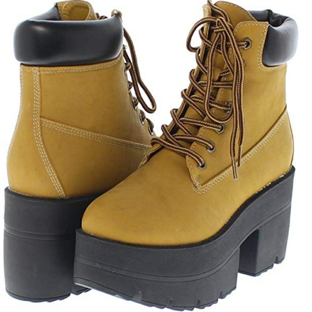 Adams- Chunky Platform Lace Up Ankle Work Book